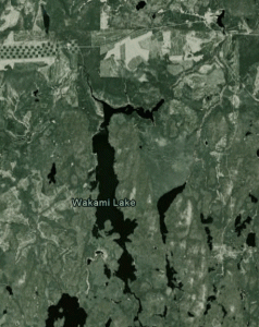 wakami lake provincial park google earth satellite image
