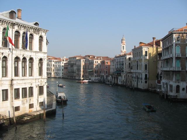 grand canal in venice italy from the rialto bridge