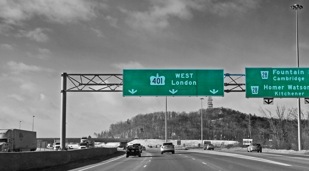 leaving kitchener on the 401 heading to london
