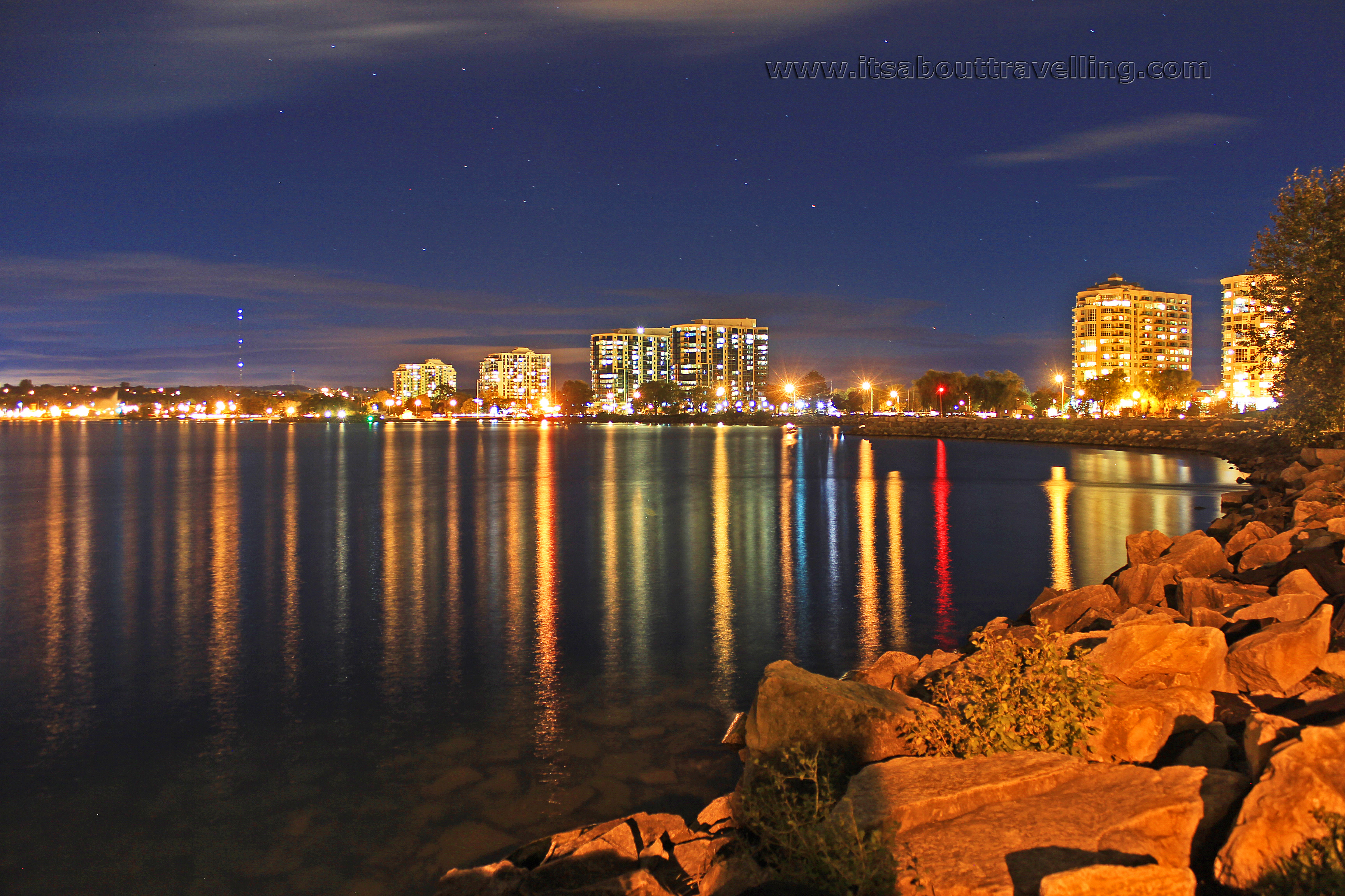 kempenfelt bay barrie ontario waterfront night image