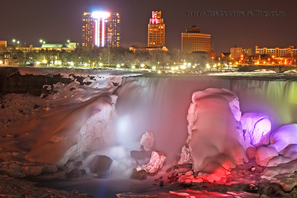 american falls night colours