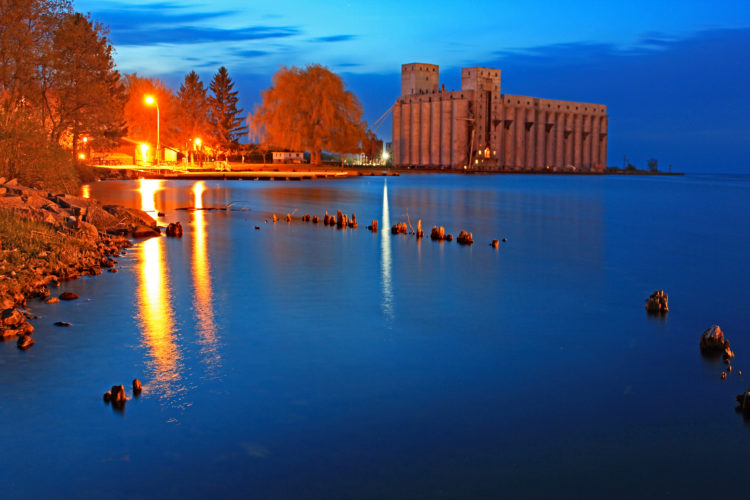 owen sound ontario harbour night image