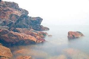 shoreline long exposure image seabreeze campground and cottages