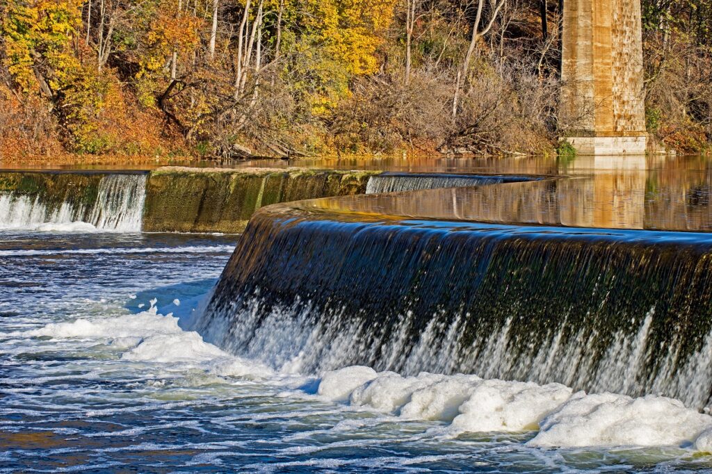 penman's dam and train bridge grand river paris ontario canada